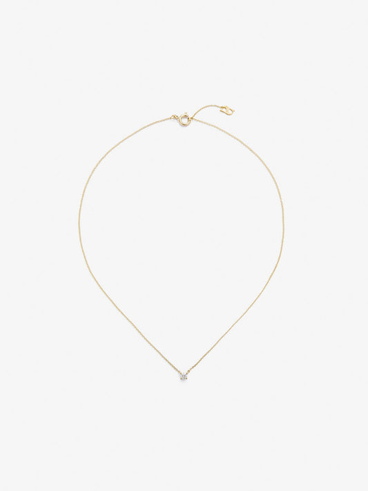 Colgante solitario de oro amarillo de 18K con diamante blanco en talla brillante de 0,1 cts