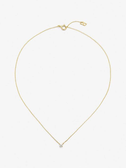 Colgante solitario de oro amarillo de 18K con diamante en talla brillante de 0,15 cts