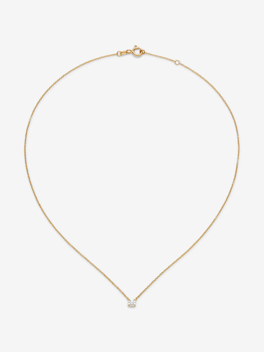 Collar de oro amarillo de 18K con diamante central en talla brillante de 0,30 cts