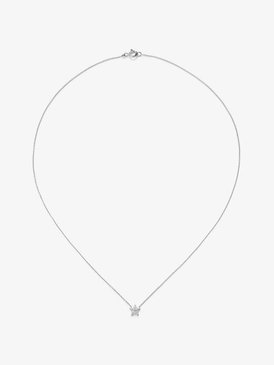 Colgante cadena estrella de oro blanco de 18K de diamantes en pavé
