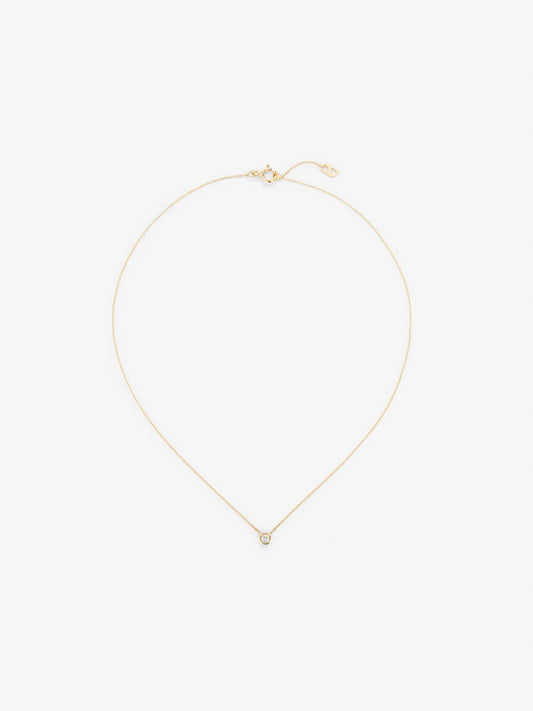 Colgante solitario de oro amarillo de 18K con diamante blanco en talla brillante de 0,05 cts