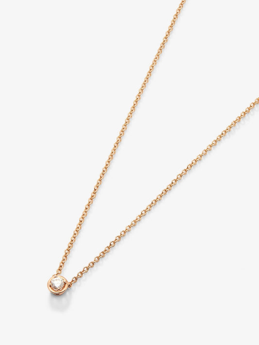 Colgante cadena de oro rosa de 18K con diamante solitario