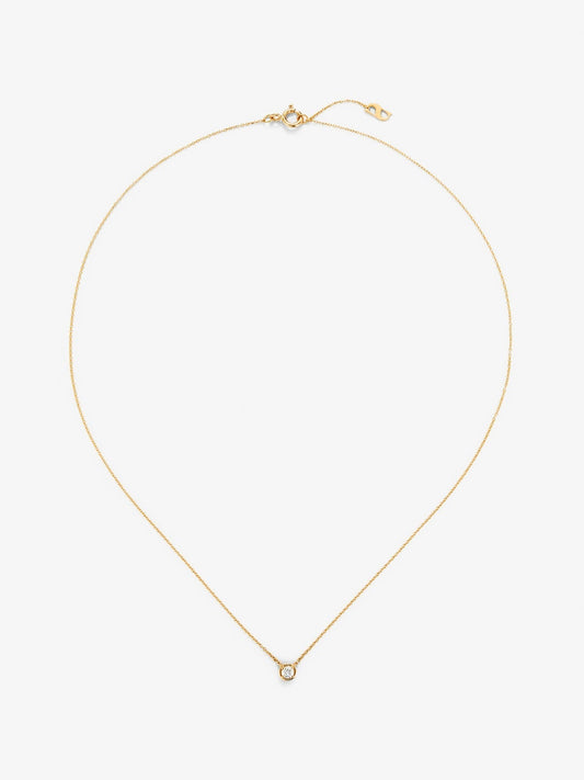 Colgante solitario de oro amarillo de 18K con diamante blanco en talla brillante de 0,1 cts