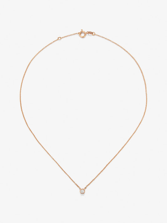 Colgante de oro rosa de 18K con diamantes en talla brillante de 0,1 cts