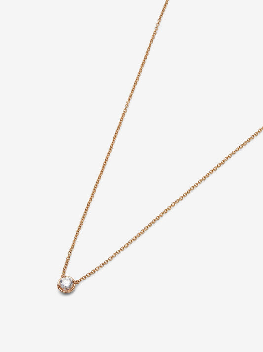 Colgante de oro rosa de 18K con diamante en talla brillante de 0,15 cts