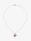 Colgante de oro blanco de 18K con amatista morada en talla oval de 2,77 cts, 4 diamantes marrones en talla brillante con un total de 0,04 cts y 38 zafiros rosas en talla brillante con un total de 0,38 cts