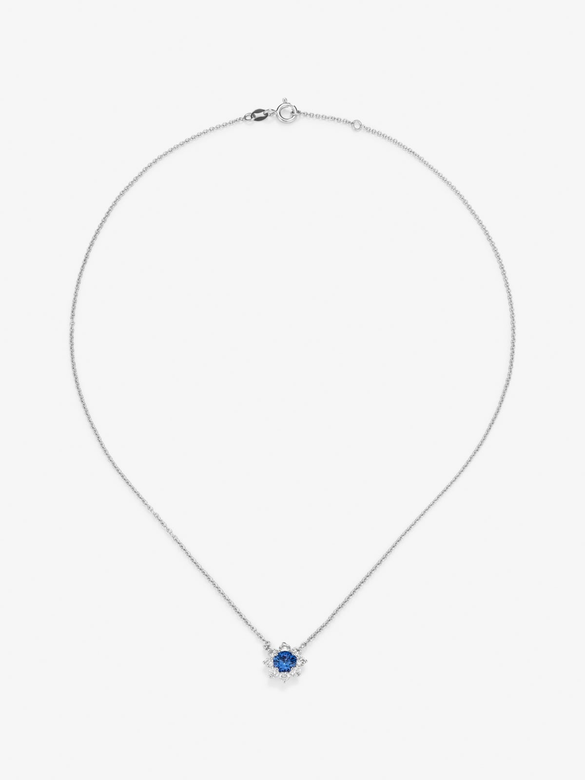 Pendientes de oro blanco con zafiro 
