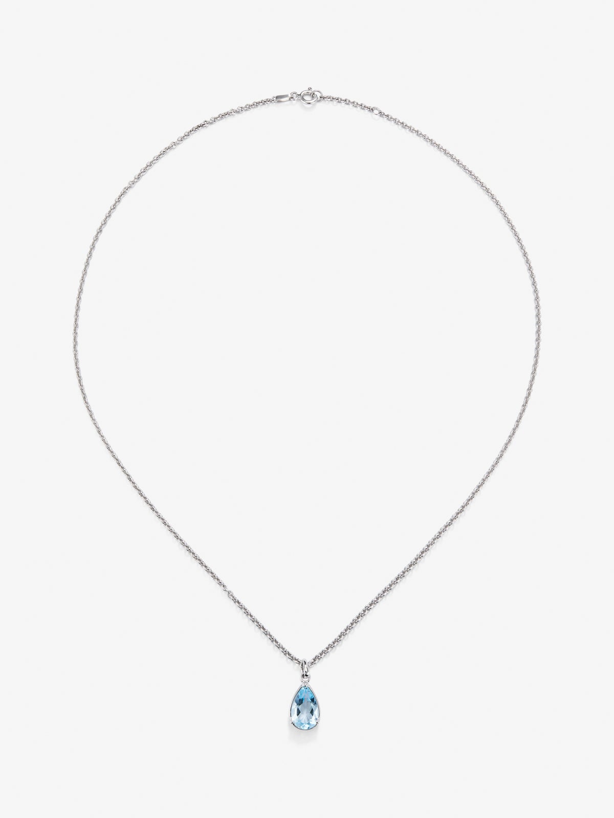 Colgante de plata 925 con topacio azul sky en talla pera