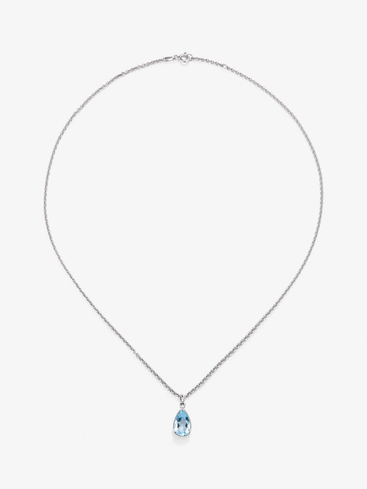 Colgante de plata 925 con topacio azul sky en talla pera