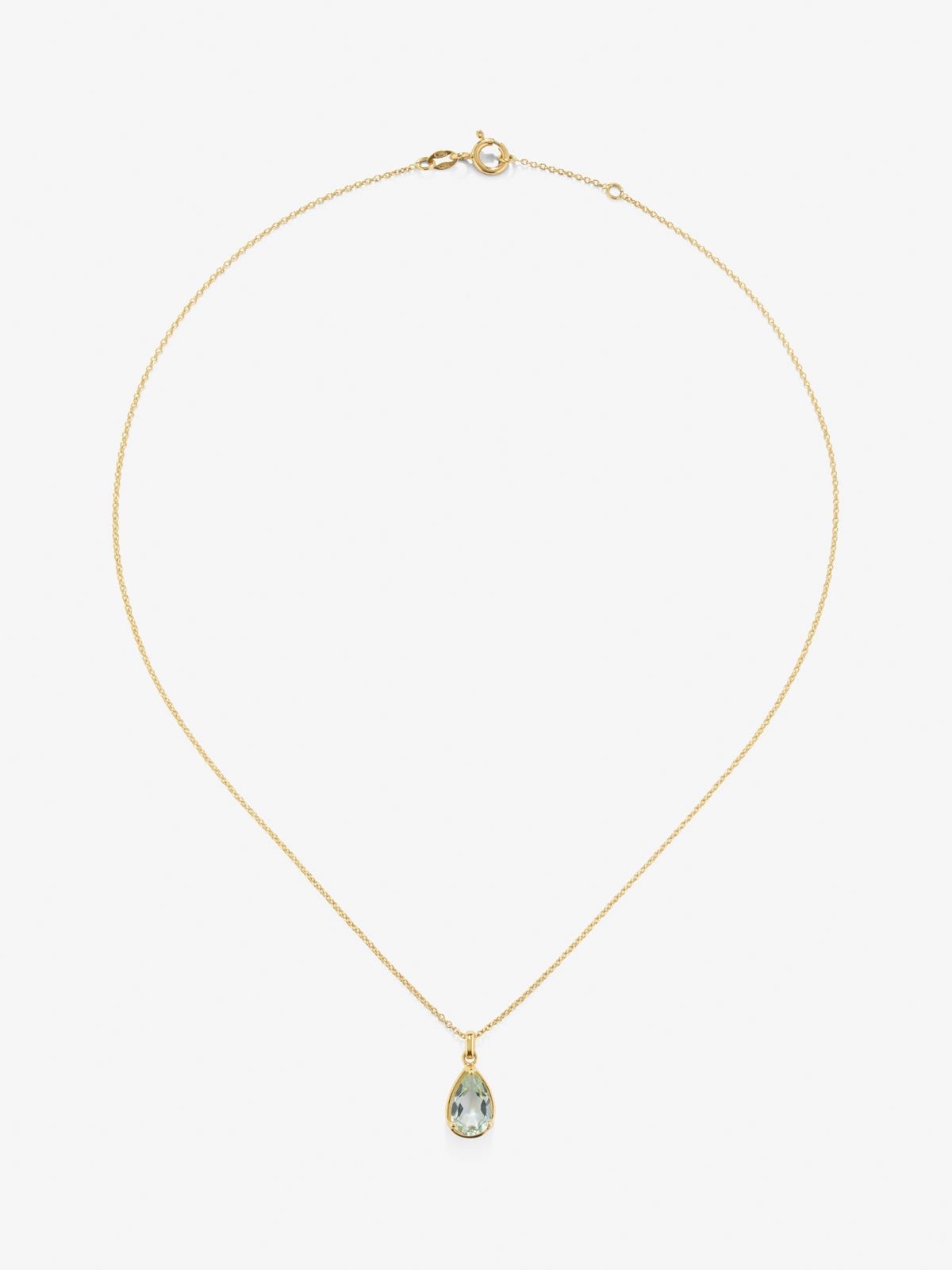 Colgante cadena de oro amarillo de 18K con amatista verde