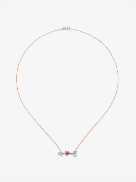 Colgante de oro rosa y oro blanco de 18kt con diamantes y zafiros