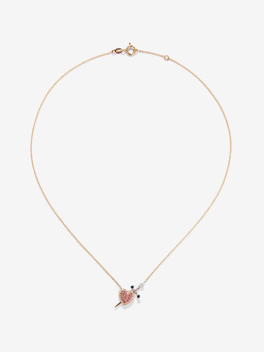 Colgante oro rosa y oro blanco de 18kt con diamantes y zafiros