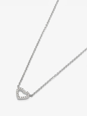 Colgante cadena corazón de oro blanco de 18K y diamantes