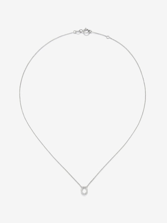 Colgante de oro blanco de 18K con letras y diamantes blancos en talla brillante