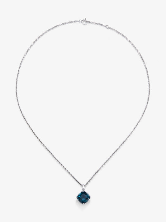 Colgante de plata 925 con topacio azul london en talla cushion