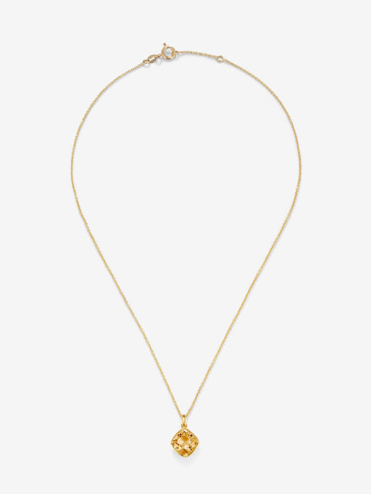 Colante de oro amarillo con cuarzo citrino de 9mm