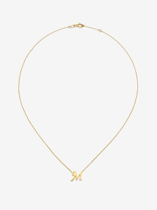 Colgante de oro amarillo de 18K con letra M