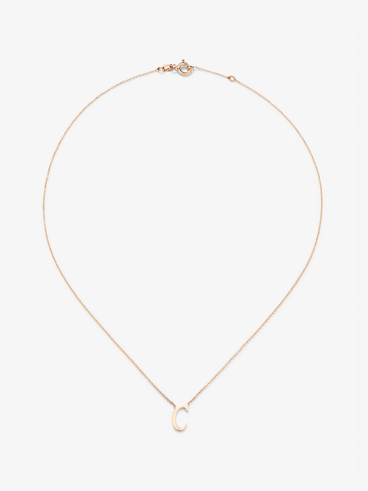 Colgante cadena con inicial c de oro rosa de 18K