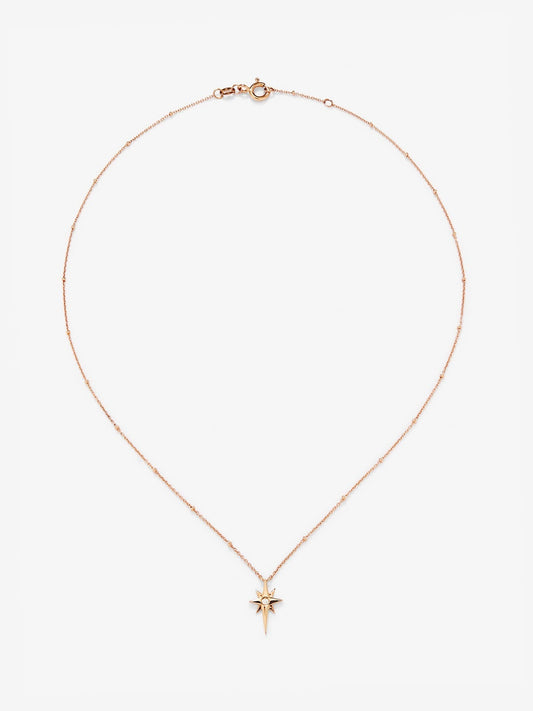Colgante cadena con estrella de oro rosa de 18K con diamante