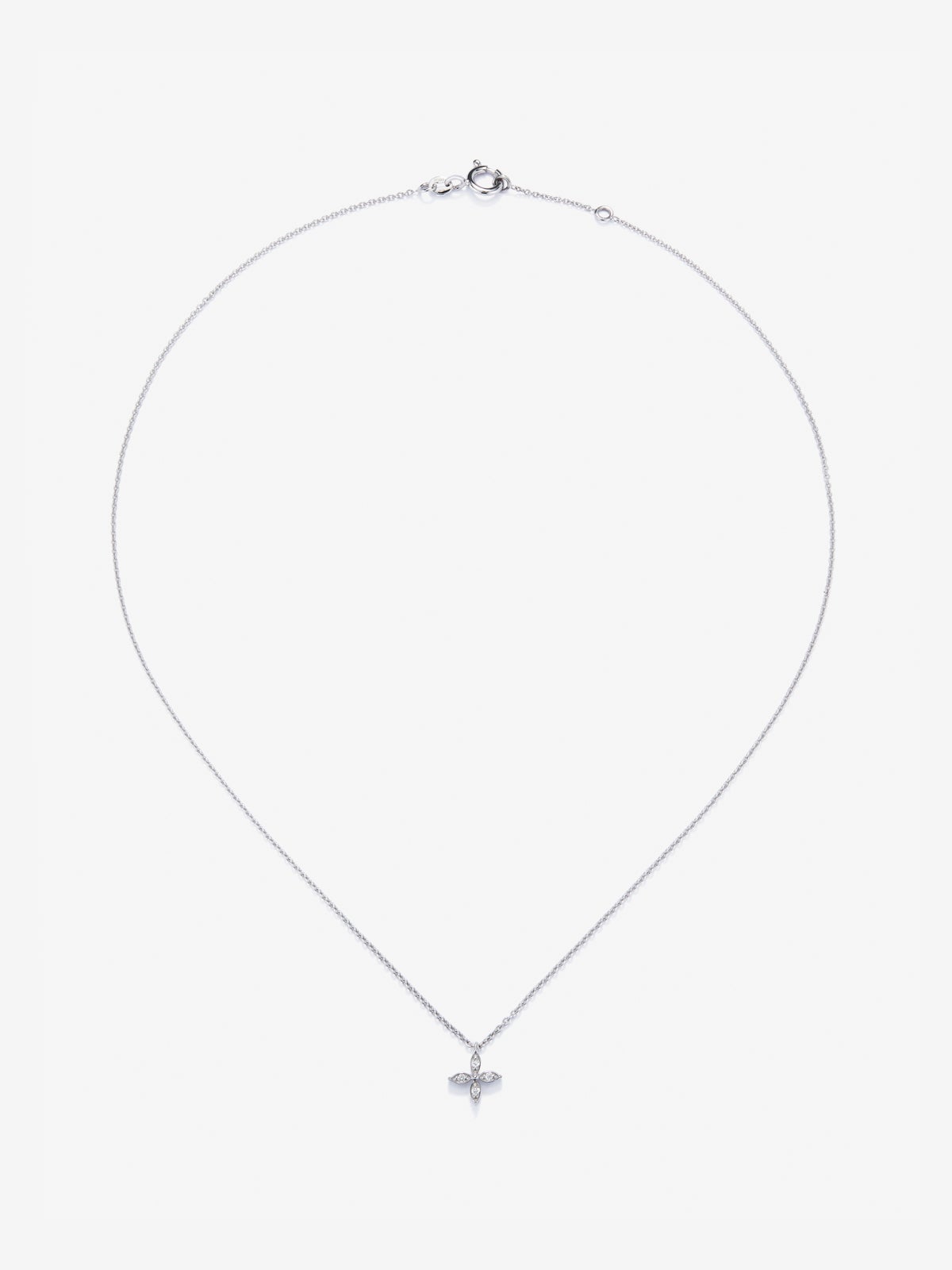 Colgante cadena de oro blanco de 18K con diamante