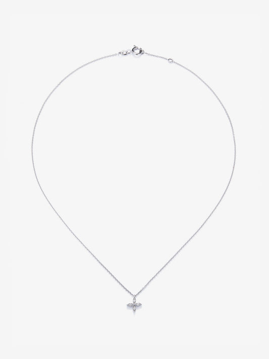 Colgante cadena de oro blanco de 18K con diamante