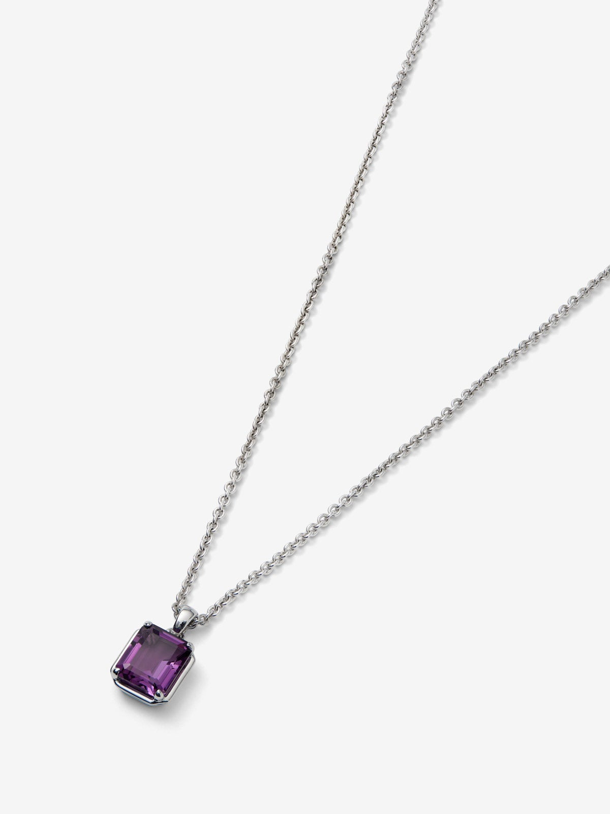 Colgante cadena de plata 925 con amatista morada en talla octogonal