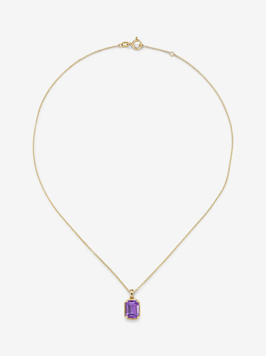 Colgante cadena de oro amarillo de 18K con amatista verde