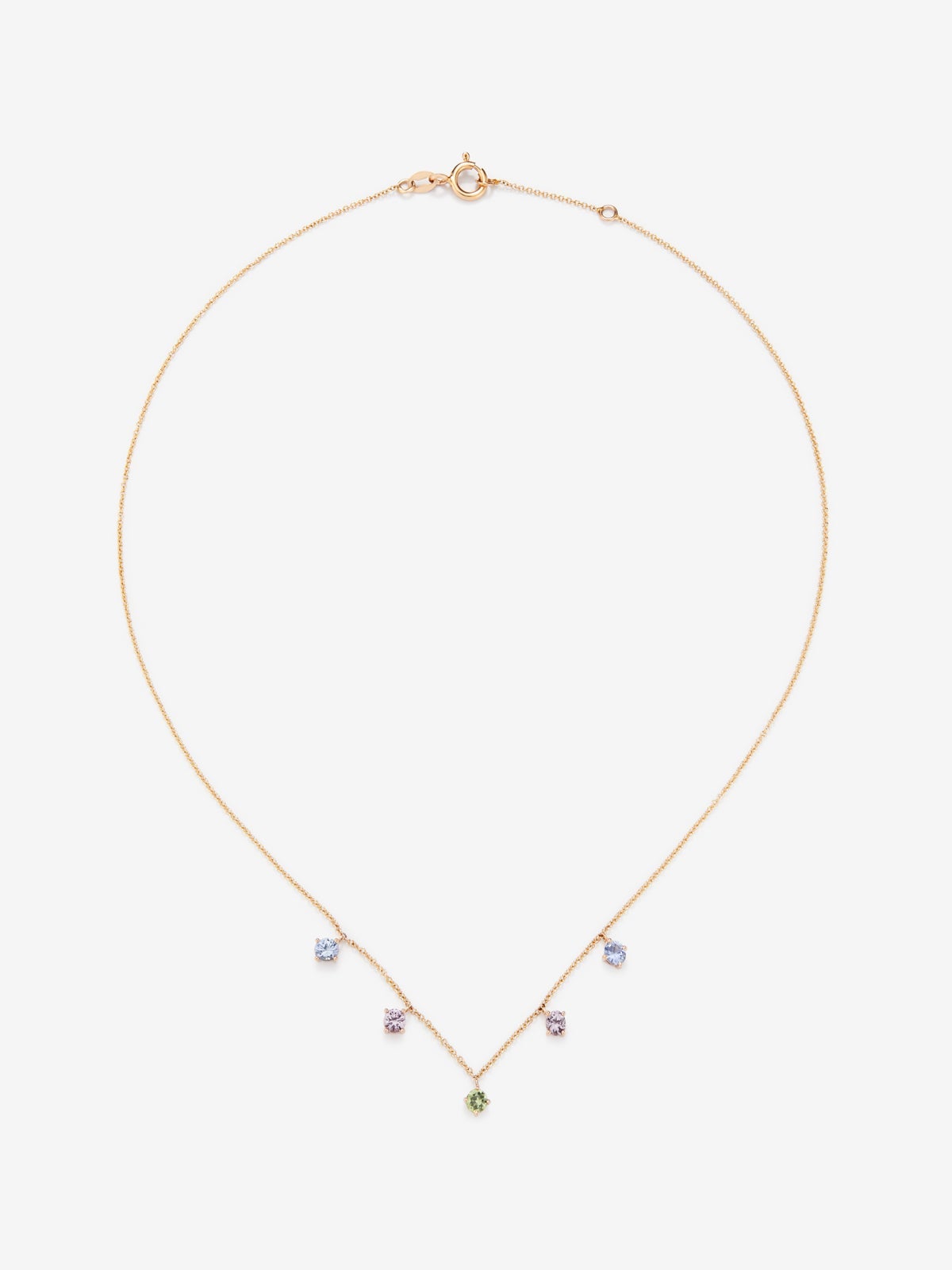 Colgante cadena de oro rosa de 18K y zafiro multicolor