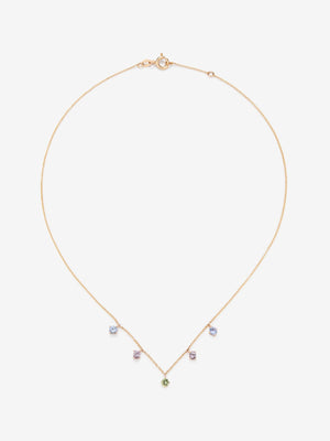 Colgante cadena de oro rosa de 18K y zafiro multicolor