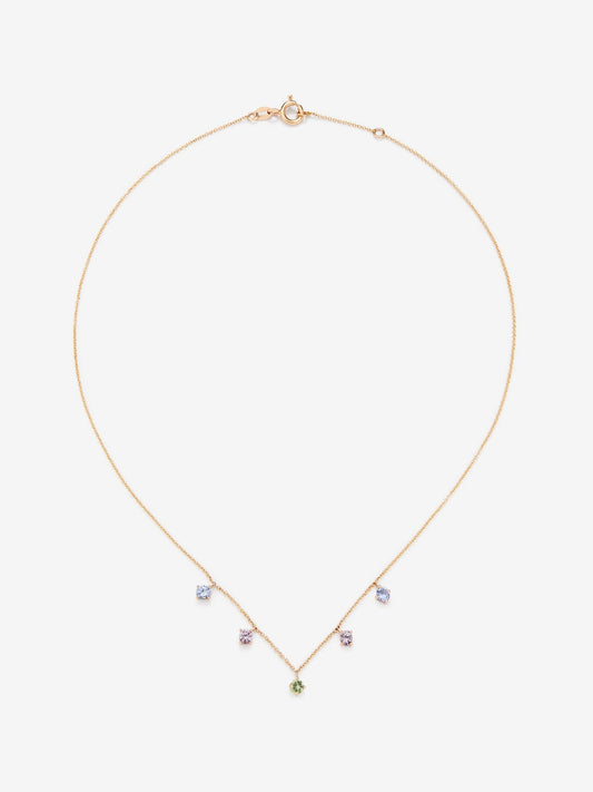 Colgante cadena de oro rosa de 18K y zafiro multicolor
