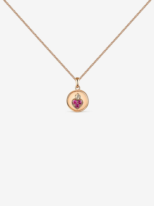 Colgante de oro rosa de 18kt con zafiros