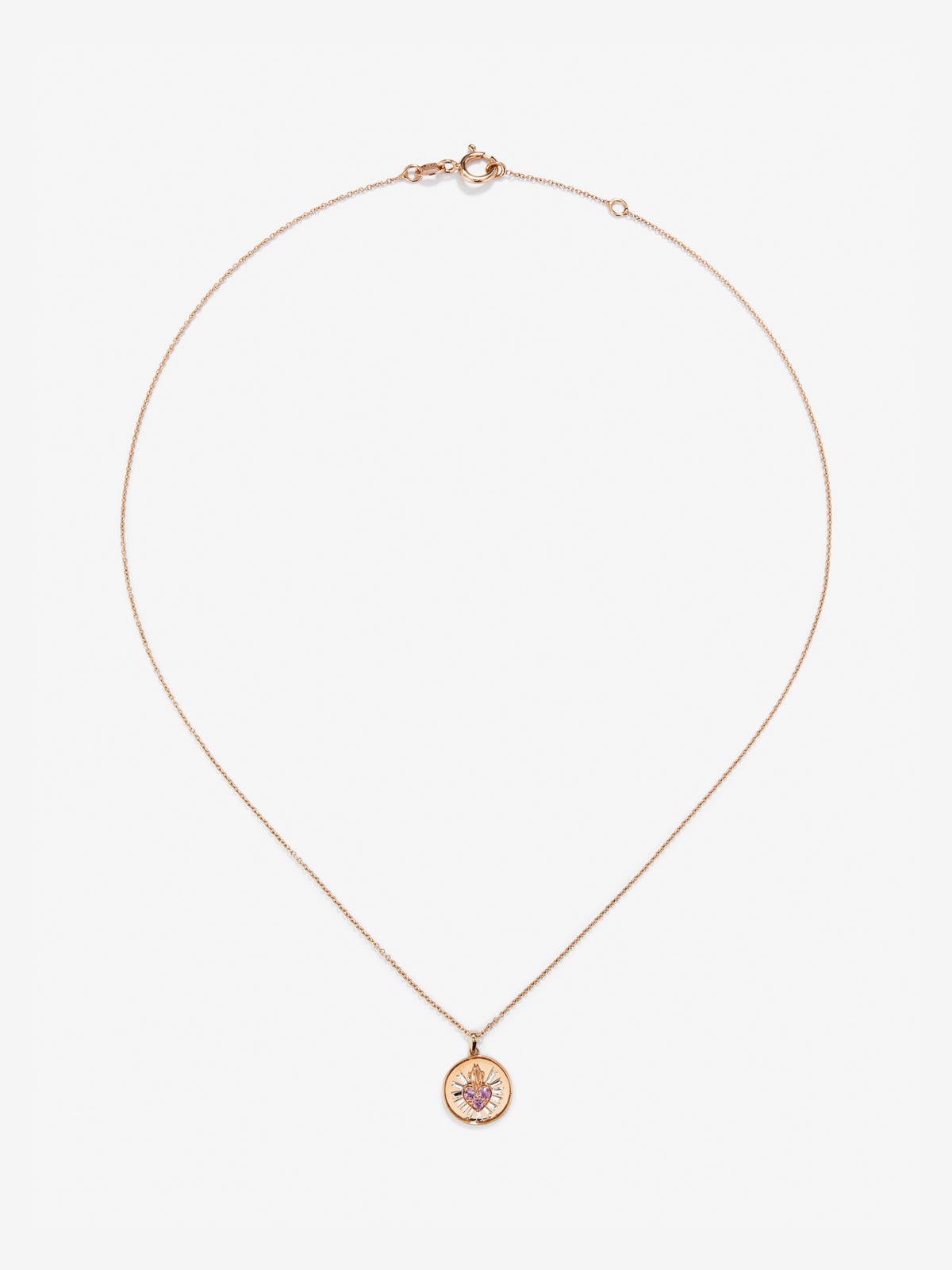 Colgante de oro blanco y rosa de 18K con 3 zafiros rosas en talla brillante con un total de 0,15 cts