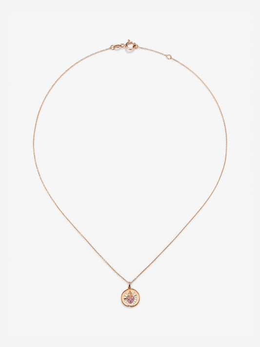 Colgante de oro blanco y rosa de 18K con 3 zafiros rosas en talla brillante con un total de 0,15 cts