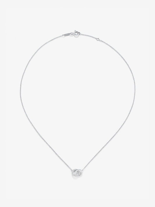 Colgante cadena círculos de oro blanco de 18K y diamantes