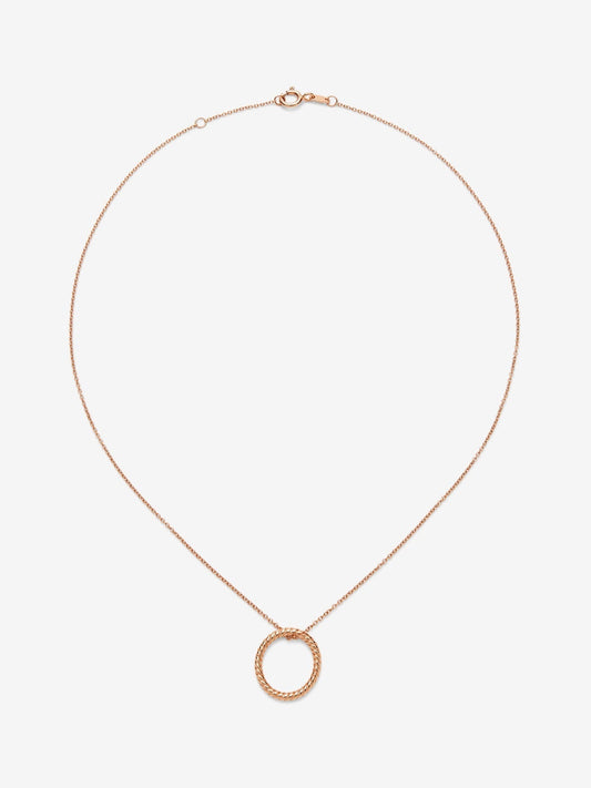 Colgante círculo gallonado de oro rosa de 18kt
