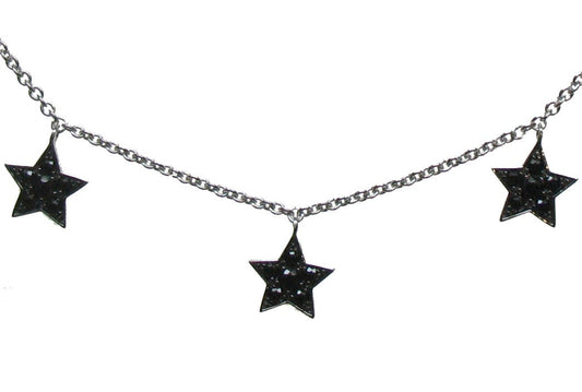 925 silver necklace with stars and black spinels in brilliant cut of 0.59 cts