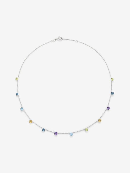 Colgante pequeño de plata 925 con gemas multicolor