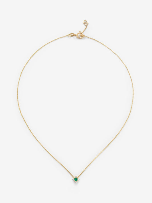 Colgante cadena flor de oro amarillo de 18K con esmeralda y diamantes