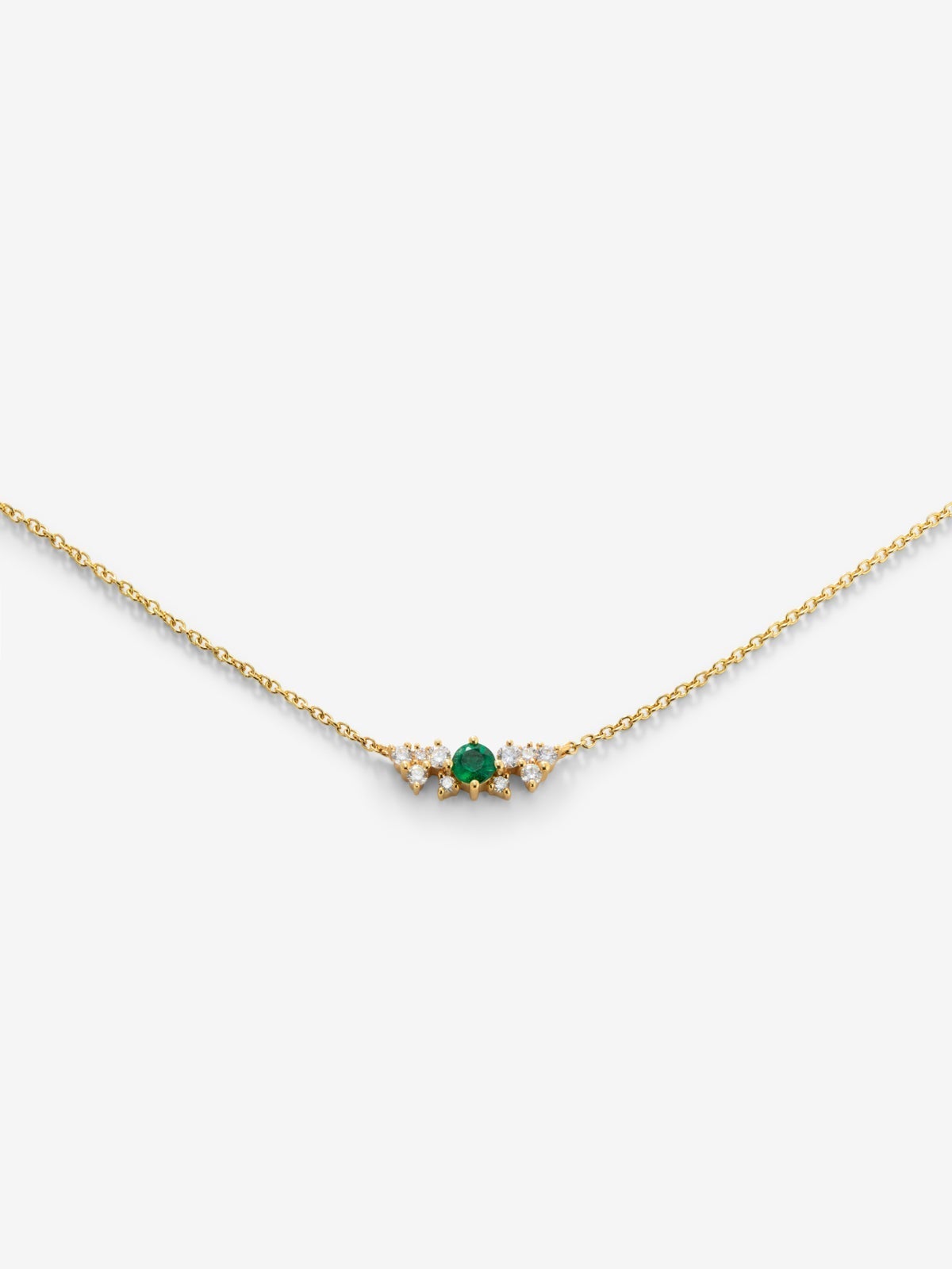 Colgante cadena de oro amarillo de 18K con esmeralda y diamantes