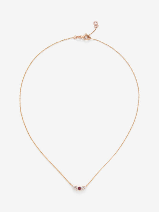 Colgante cadena de oro rosa de 18K con rubí y diamantes