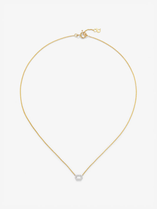 Colgante de oro blancoy amarillo de 18K con diamantes blancos en talla brillante de 0,06 cts