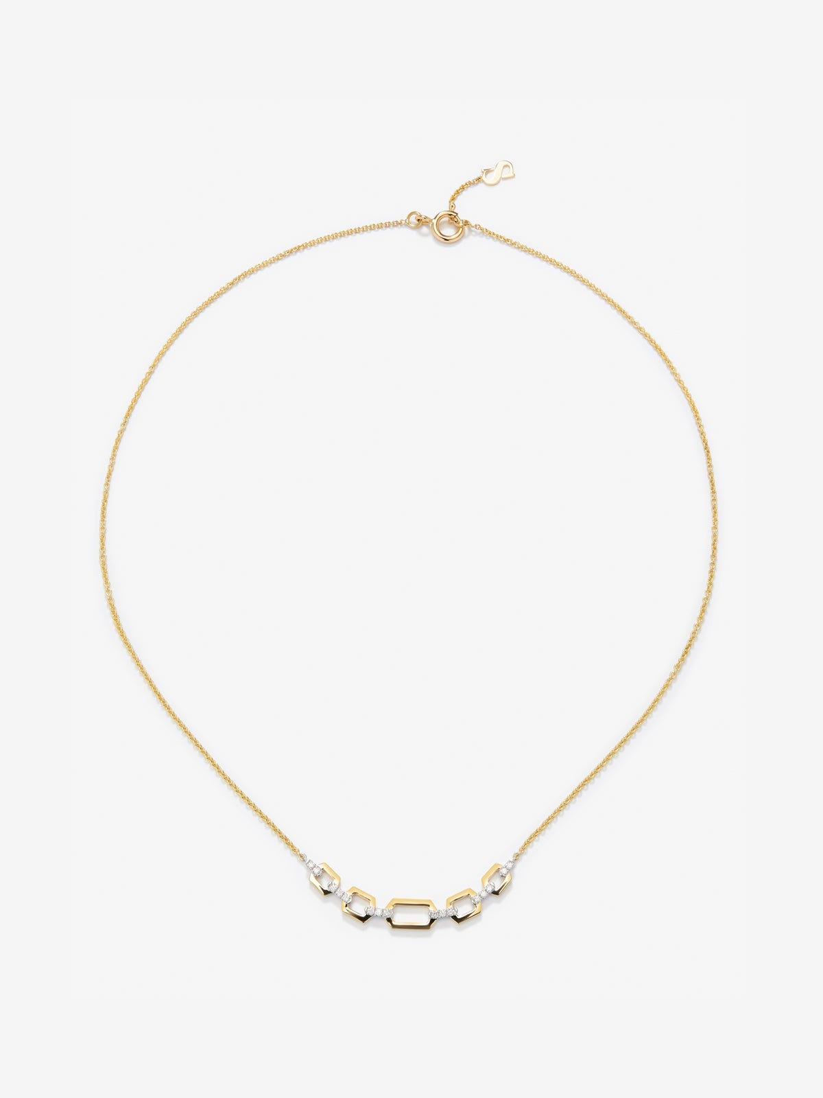 Colgante de oro blanco y amarillo de 18K con diamantes blancos en talla brillante de 0,11 cts
