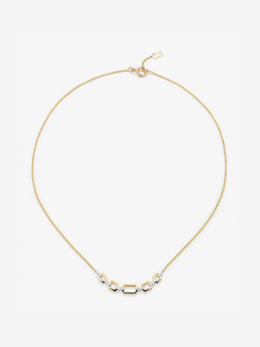 Colgante de oro blanco y amarillo de 18K con diamantes blancos en talla brillante de 0,11 cts
