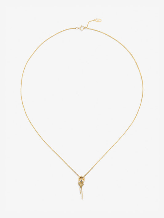 Colgante de oro amarillo de 18K con diamantes blancos en talla brillante de 0,05 cts y forma de nudo