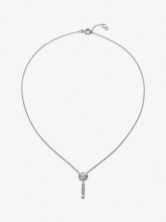 Colgante de oro blanco de 18K con diamantes en talla brillante y baguette de 0,5 cts