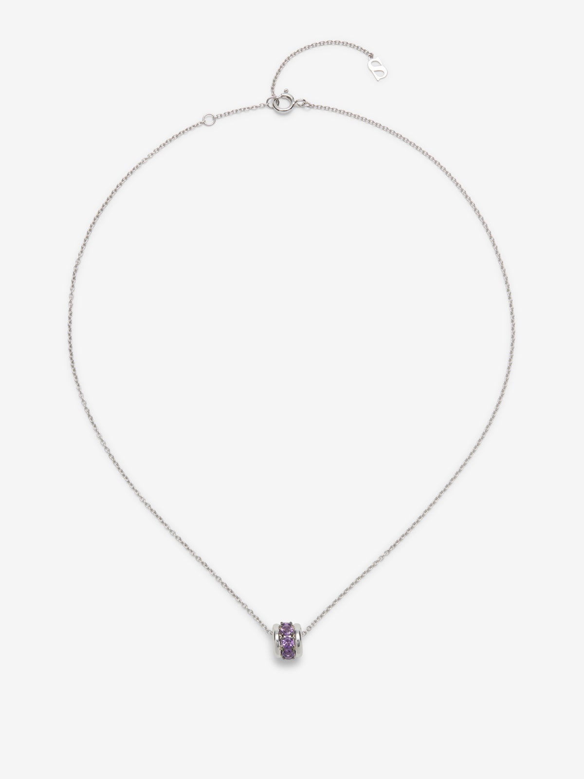 Colgante de plata 925 con pavé de amatistas rosas en talla brillante