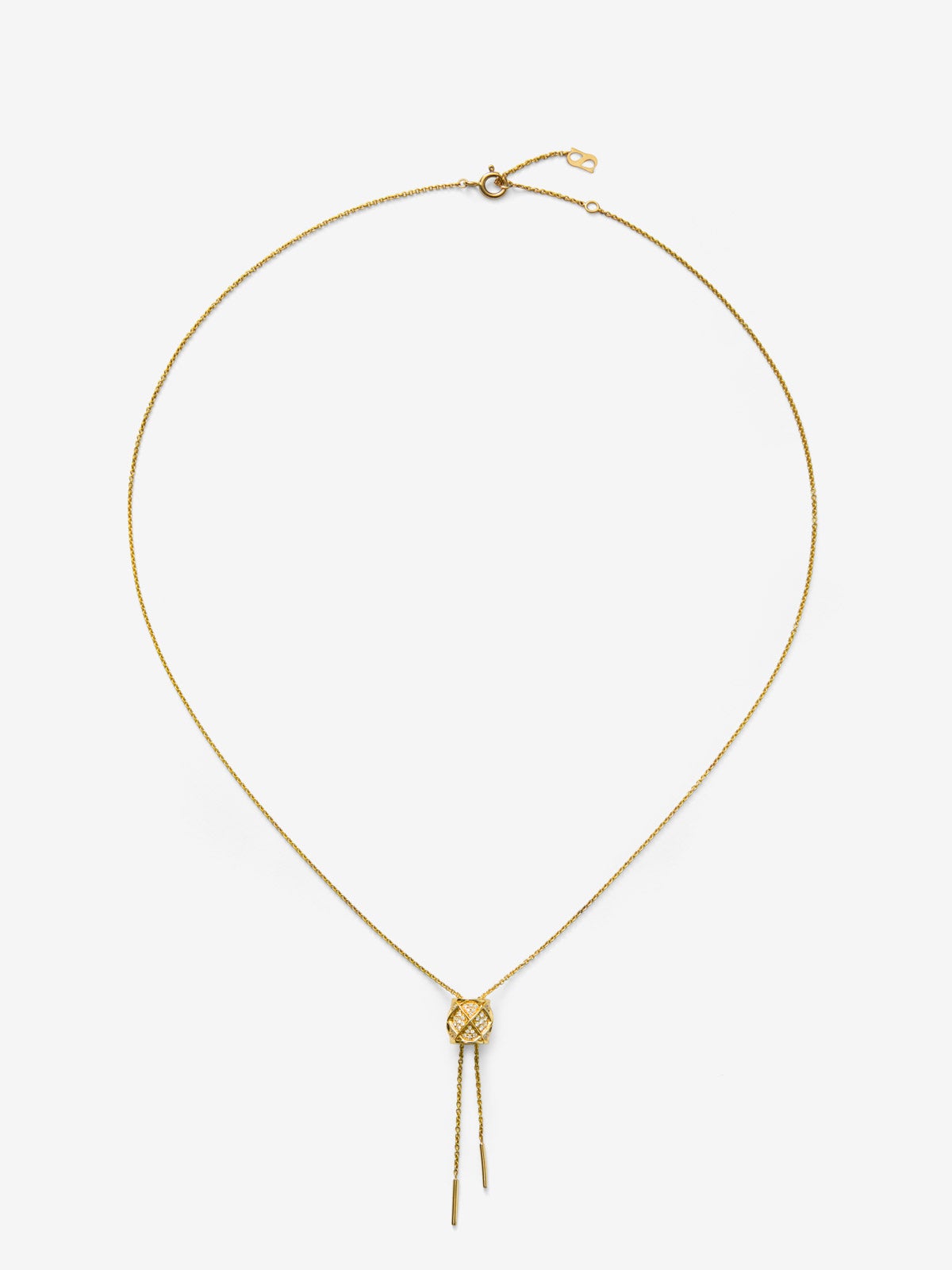 Colgante largo de oro amarillo de 18K con pavé de 95 diamantes en talla brillante con un total de 0,4 cts