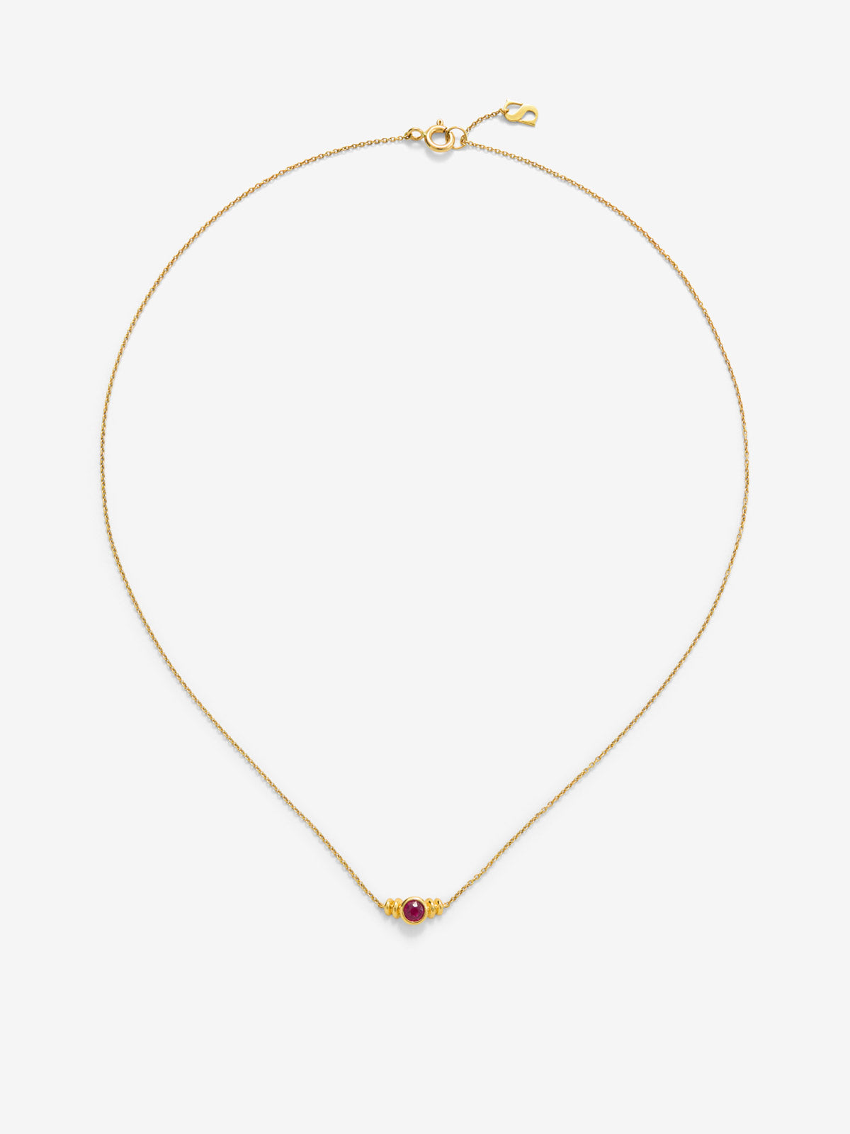 Colgante de oro amarillo de 18K con rubí rojo en talla brillante de 0,15 cts