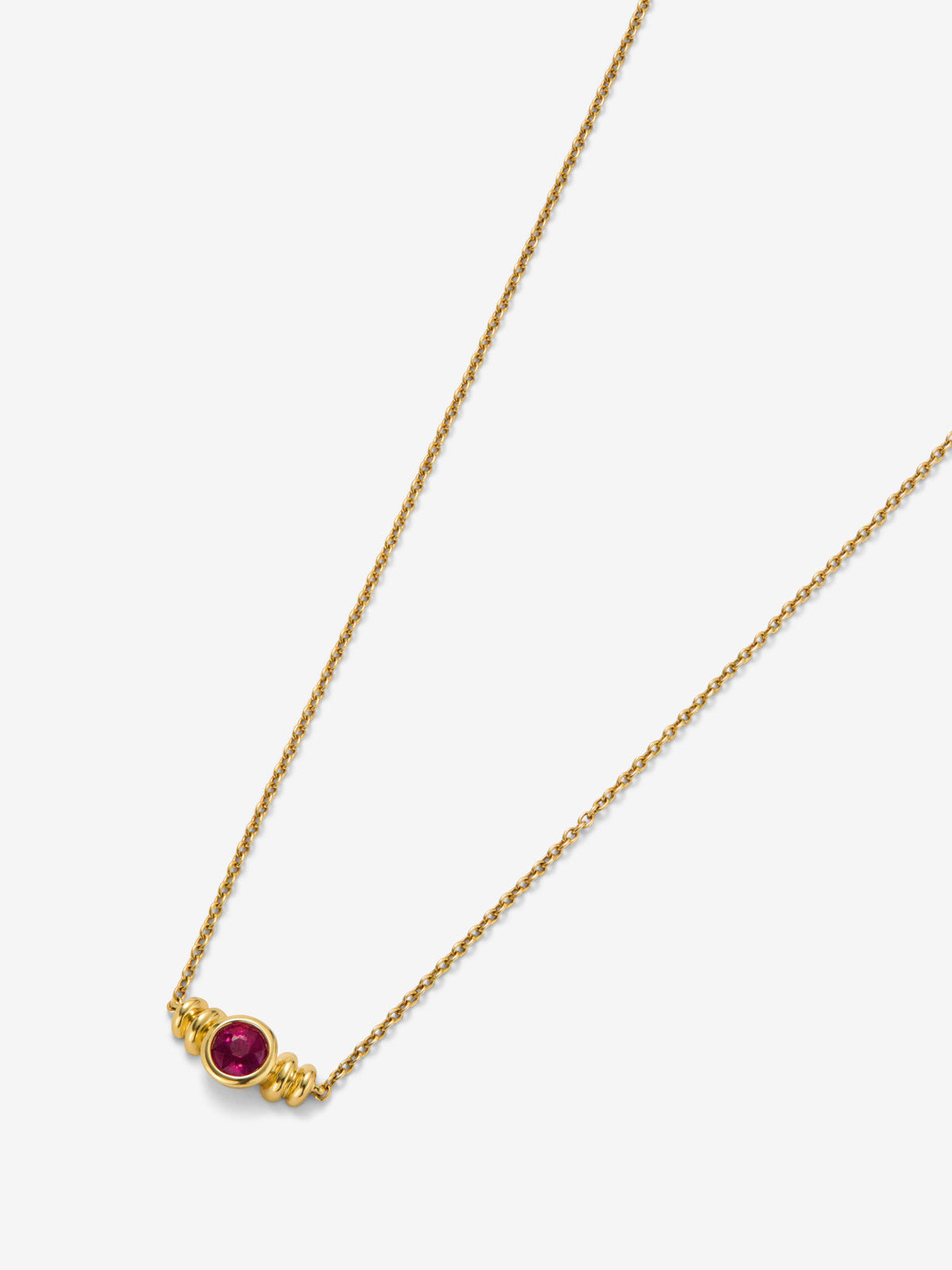 Colgante de oro amarillo de 18K con rubí rojo en talla brillante de 0,15 cts
