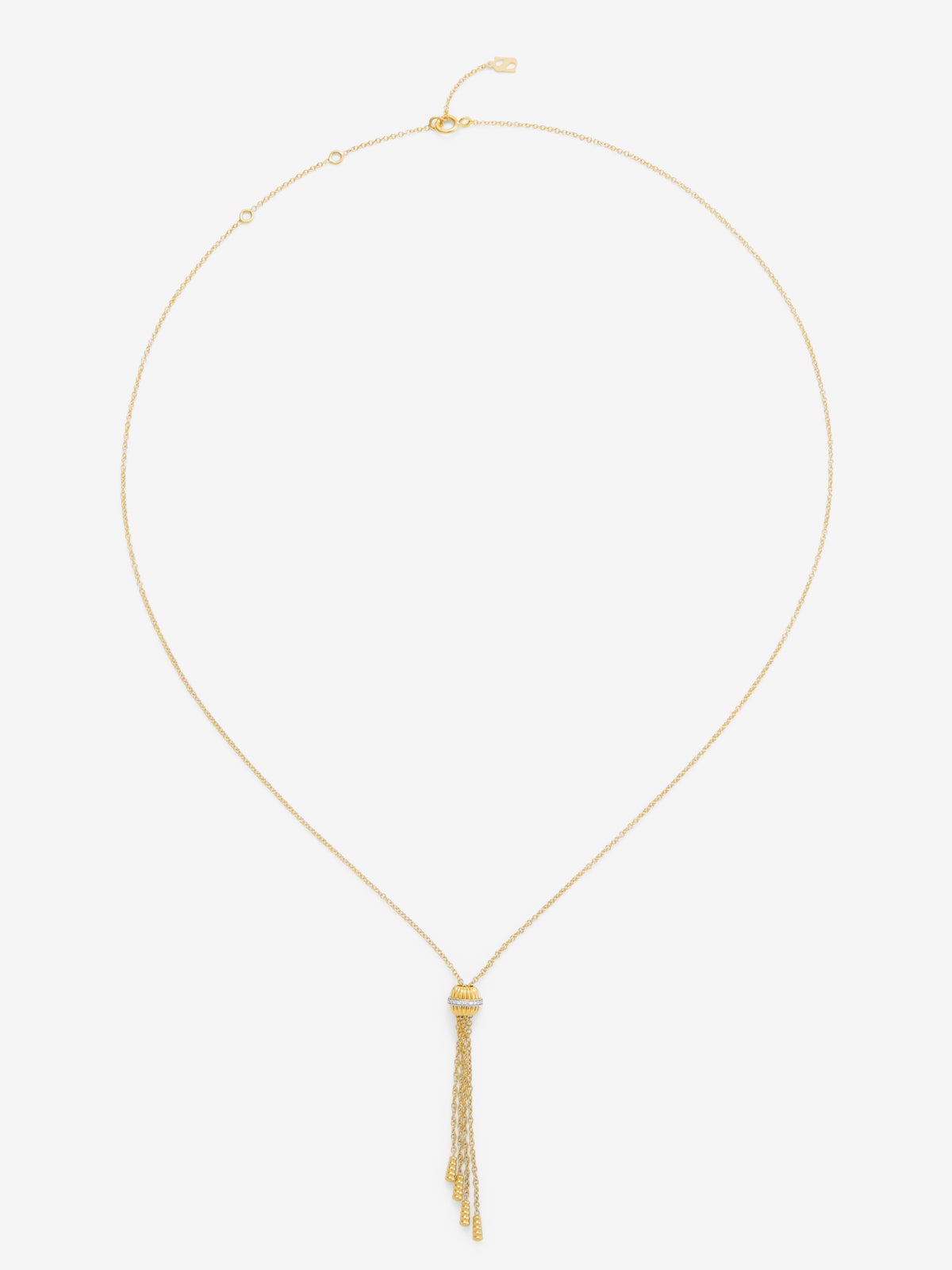 Colgante gallonado de oro blanco y amarillo de 18K con pavé de diamantes en talla brillante con un total de 0,11 cts